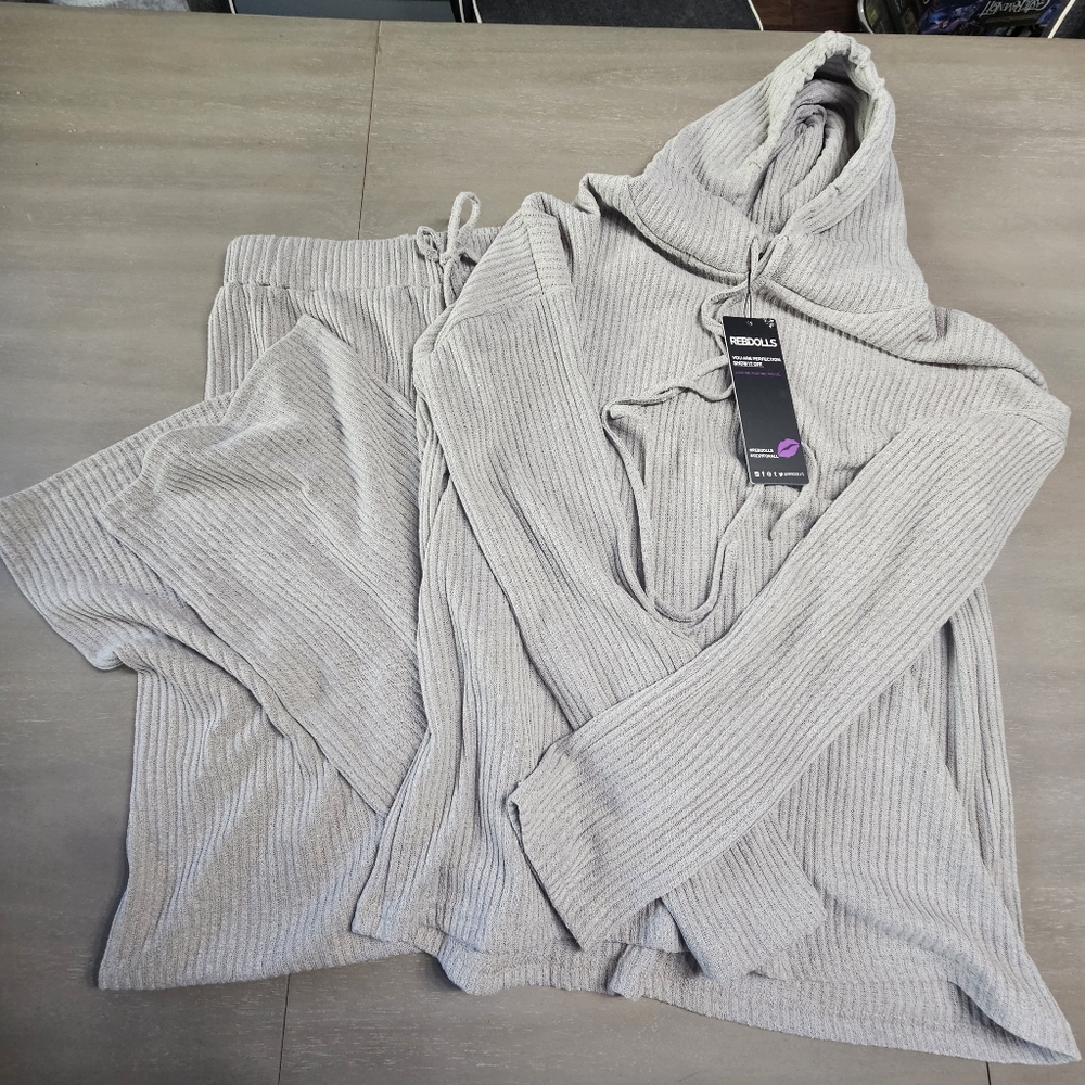NWT 2X Rebdolls "Perfect Match" Gray Ribbed Lounge Set - Picture 3 of 4